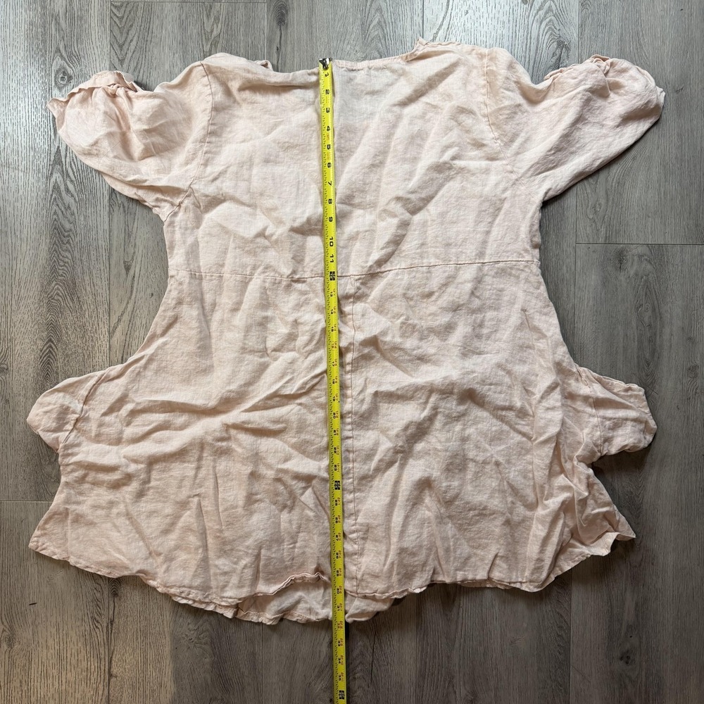 Luigi Moda Dress‎ Womens One Size Pink Linen Trapeze Swing Button Boho Italy - Picture 6 of 11